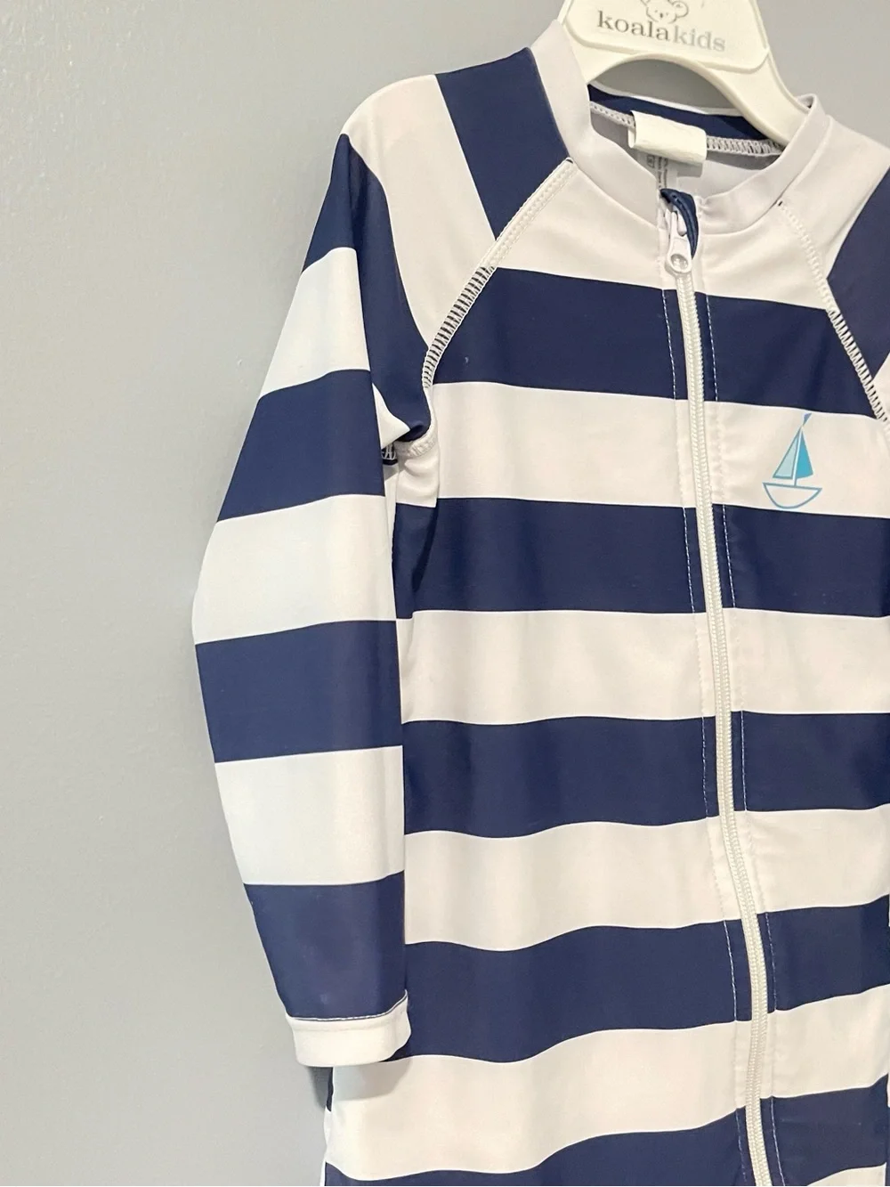 Shein | Toddler Boy | Size 2-3T | Navy + White Striped Baby Rash Guard One-Piece